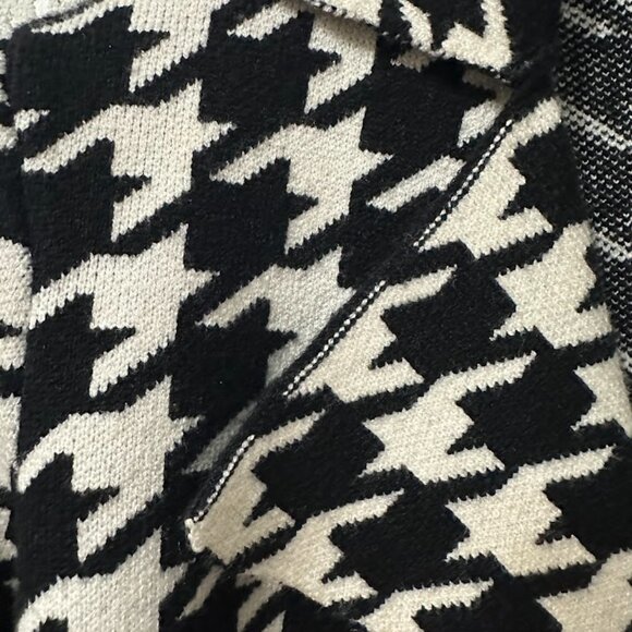 Women’s Black & White Houndstooth Knit Blazer Cardigan Jacket – Size S - Picture 5 of 9